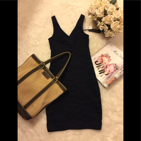 Express Dresses & Skirts - Express Dark Indigo Denim Stretchy Textured Dress